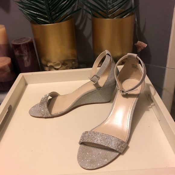 silver wedge bridesmaid shoes